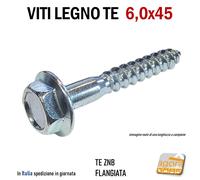 VITI LEGNO TESTA ESAGONALE D6 VITE ZINCATA MORDENTE CON RONDELLA TE FLANGIATA