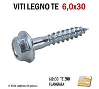 VITI LEGNO TESTA ESAGONALE D6 VITE ZINCATA MORDENTE CON RONDELLA TE FLANGIATA