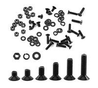 Viti M3 a Esagono Incassato Bulloni Dadi Rondelle Set, 300pcs Viti a Testa Piatta Con Tappo a Filettatura Intera in Acciaio Legato Nero Set Assortimento, C Testa Piatta