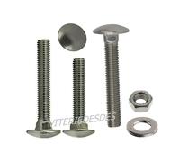VITI M5 ACCIAIO INOX BULLONI TESTA TONDA QUADRO SOTTO TESTA CON DADO E RONDELLA