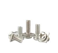 Viti metalliche 10-50 pezzi viti a testa tonda con rondella quadrata vite combinata M3 M3.5 M4 M5 morsettiera nichelata accessori per interruttori(M3x10x6mm-50pcs)