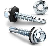 Viti per lamiera trapezoidale, 85 pezzi, autofilettanti con rondella di tenuta, 6,3 x 50 mm, viti per tetto con rondella di tenuta, in acciaio al carbonio, zincate per costruzioni metalliche