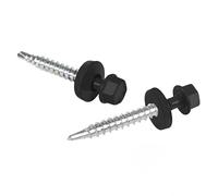 Viti per lamiere trapezoidali PAROTEC, autoforanti e autofilettanti con rondella di tenuta EPDM, testa esagonale, 6,3 mm x 50 mm, RAL 8019 Marrone scuro, 100 pezzi