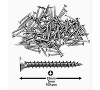 Viti per legno 3 x 25 mm (1/8 "X 1") (100 pezzi) - Viti a testa svasata in acciaio zincato per tutti i tipi di legno