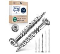 Viti per legno Ø5x60 mm testa bombata TX25 (Torx) - acciaio inox A2 V2A - anticorrosione per esterno - per decking e terrazze e legni duri - per fai da te e hobbisti - 200 pezzi