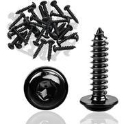 Viti per legno nere M4 x 20 mm in acciaio inossidabile 304, testa bombata, autofilettanti con rondella, set di 50 unità per pannelli acustici e vari materiali