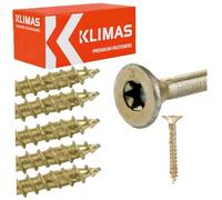 KLIMAS Viti per legno - Torx set - Testa Svasata Piana - Viti multiuso - viti legno - Viti autofilettanti per legno - Giallo Zinco viti per legno torx - set viti da 5x50 mm - 300 pezzi