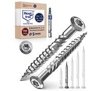 Viti per terrazze 5x50 acciaio inossidabile A4 viti a testa bombata Torx viti 5mm di spessore 500 pezzi viti per legno Torx 50mm di lunghezza viti in acciaio inossidabile per legno incl. 1x punta Torx