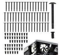 Viti per Ventole, 100 Pezzi Kit di Viti per Ventole di Abitazioni per Computer, Testa Piatta, 2 Tipi, per Abitazioni, Scheda Madre, Radiatore, Nero