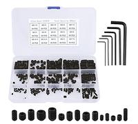 Viti Senza Testa Esagonale Assortimento Assortito Kit in Lega di Acciaio M2.5 M3 M4 M5 M6 M8 con Chiavi Allen Nero 300 Pezzi