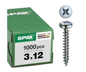 Viti Spax Pan-Head-Z, 3 x 12 mm, galvanizzato, 1000 pcs