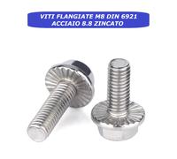VITI TESTA ESAGONALE FLANGIATE M8 CON FLANGIA RONDELLA DIN6921 8.8 ZINCATO