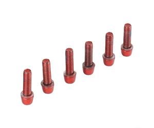 Viti Titaniumate per Bici M5x18mm Resistenti Viti Titaniumate | Acciaio placcato per titanio, resistenza , ideale per avventure ciclistiche, set da 6 pezzi(Red)