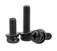 Viti triple a testa tonda a croce tonda nera, viti/bulloni a testa tonda a tripla testa-M6 * 25 (20 capsule)