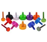 Viti zigrinate a testa zigrinata, Confezione di dimensioni multiple multicolori multicolori a testa piatta GB835 delle viti a testa zigrinata in alluminio 6#-32 1/4-20(Silver,D8-6-32x20(6mm))