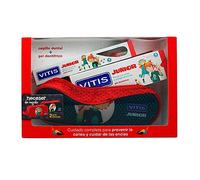 Vitis Junior - Spazzola dentale+gel scientifico + 6 anni, 75 ml + regalo per cosmetici