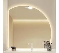 VITIWEDTY Specchio da Bagno a LED a Semicerchio, Specchio da Trucco Intelligente Dimmerabile Senza Cornice con Luci, Grande Specchio per Il Trucco a Parete Irregolare (70L x 70W cm)