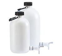 Vitlab Bottiglia in HDPE con rubinetto, collo stretto, capacità 5 l, diametro 170 mm, altezza 345 mm