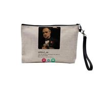 Vito Corleone - Astuccio in lino Mafia, con scritta "Mafia" e "Social Network Incontri Amore", astuccio da bagno, 23,5 x 15 cm, Vito Godfather, 23.5 x 15 cm, Astuccio per il trucco