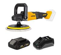 VITO - Lucidatrice senza fili 20 V Brushless 6 velocità 2 spugne tamponi per lucidatura Ø 180 mm batteria al litio 2 Ah + caricatore