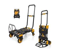 VITO VICTD2137 Robusto carrello e carrello 2 in 1 - Carrello pieghevole da trasporto (70 kg/piattaforma da 137 kg) - Ruote robuste - Carrello in plastica e acciaio da 7,2 kg (VICTD2137)