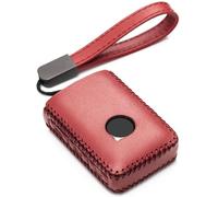 Vitodeco Custodia protettiva in vera pelle per chiave elettronica, con cinturino in pelle, compatibile con Volvo XC60, XC90, S90, V90 2019-2021 (4 pulsanti, rosso)