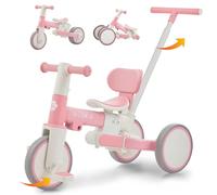 VITONIS bicicletta senza pedali da 1 anno, triciclo 5 in 1 con barra di spinta per bambini, girello per bambini da 1 a 4 anni Regali e giocattoli (rosa)