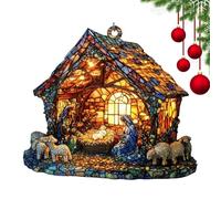 Vitrail Peint à la Main | - en Vitrail Robuste la Fenêtre, de Jardin avec des Couleurs Vives les Décorations de Fêtes de Noël - Pour le Salon, le Balcon, la Chambr