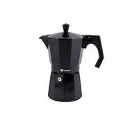 VITRINOR Black Caffettiera Italiana, 6 tazze, tutti i fuochi, tra cui INDUCTION, alluminio pressofuso, esterno nero, vlave di sicurezza e guarnizione in silicone