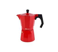 VITRINOR - Caffettiera Prague 12 tazze. Esterno in alluminio rosso, valvola di sicurezza e impugnatura ergonomica. Adatto a tutti i tipi di fuochi. Fornelli a gas, elettrici, in ceramica e a induzione.