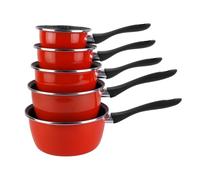 Vitrinor - Set di 5 pentole smaltate per induzione, per interni, colore: Rosso