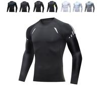 Vitrumites Compression Shirt, Drying Long Sleeve Compression Shirts for Men, Quick-Drying Breathable Slim Fit Training Clothing, Long Sleeve Outdoor Sports Training Suit (BlackB,M)