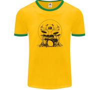 Vitruviano Drummer Divertente T-Shirt Ringer Uomo FotL