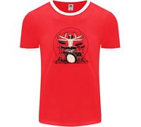 Vitruviano Drummer Divertente T-Shirt Ringer Uomo FotL