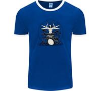 Vitruviano Drummer Divertente T-Shirt Ringer Uomo FotL