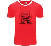 Vitruviano Drummer Divertente T-Shirt Ringer Uomo FotL