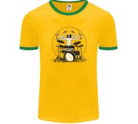 Vitruviano Drummer Divertente T-Shirt Ringer Uomo FotL