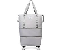 Vitrywei Travel Bag with Wheels, Expandable Foldable, 2025 New Large Capacity Travel Bag - Universal Wheel Removable, Rolling Luggage Carry On Bags (Grey)