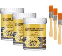 Vitrywei Weather Resistant Water-Based Gold Paints,Metallic Gold Paint,Quick-Drying Acrylic paint,High Gloss G-old Leaf Paints For Metallic,Furniture and Home Decor,for All Surfaces (3 pcs)