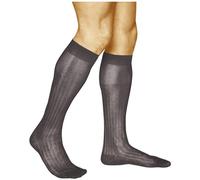 vitsocks Calzini Eleganti 100% COTONE Lunghi Ginocchio Uomo (2 PAIA) Sottili a Costine, grigio, 44-46