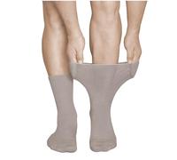 vitsocks Calzini per Diabetici Extra Larghi senza Elastico Uomo (2 PAIA) Calze Sanitarie senza Cuciture per Piedi Gonfi, Cotone, beige, 42-43