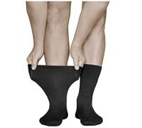 vitsocks Calzini per Diabetici Extra Larghi senza Elastico Uomo (3 PAIA) calze sanitarie piedi gonfi cotone morbido, nero, 44-46
