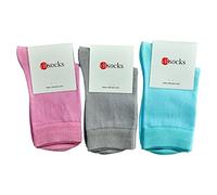 vitsocks Calzini Sottili Leggeri 98% COTONE Morbide Bambini (3 PAIA) Unisex Anni 2-10, rosa grigio turchese, 31-34