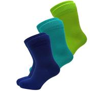 vitsocks Calzini Sottili Leggeri 98% COTONE Morbide Bambini (3 PAIA) Unisex Anni 2-10, verde blu turchese, 31-34