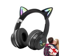 Vitsrisea Cuffie Giocatori Cat Ear, Auricolare Orecchio di Gatto Wireless | Portatile per I Giochi, Cuffie Gradiente di Colore con Microfono e Luce LED per la Casa Scuola