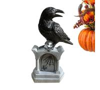 Vitsrisea Decorazioni Halloween pietra tombale corvo - statue pietra tombale corvo stile gotico - statuette uccelli decorazioni esterne per armadio, piano tavolo, ingresso casa, patio,