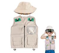 Vitsrisea Gilet Da Pesca Bambini | Giubbotto da Esploratore con Cappello | Costumi per Bambini per Escursioni Caccia al Tesoro Feste Giungla Tour in Wilderness Zoo Pesca Ranch e Camping