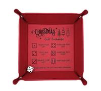 Vitsrisea Tappetino a cubo per il rotolamento di da gioco, supporto pieghevole in pelle PU, vassoio con regole di gioco incise, per feste di famiglia, serate di gioco nel dormitorio della