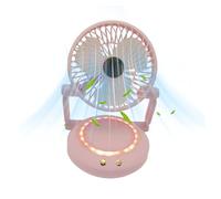 Vitsrisea Ventilatore da scrivania | Ventilatore silenzioso portatile rinfrescante per ufficio | Ventilatore oscillante pieghevole con LED, funzionamento discreto a batteria per appartamento campeggio
