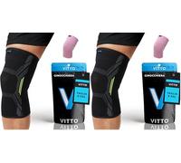 VITTO Ginocchiera Ortopedica - Tutore Ginocchio Legamenti Menisco - Ginocchiere Sportiva per Sollevamento Pesi e Corsa per Uomo e Donne, per Artrite (L, Nero Singolo) (Confezione da 2)